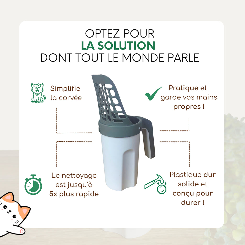 Pelle à litière avec réservoir Felinoo™ | Nettoyage propre et rapide